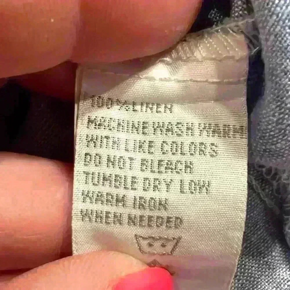 Foxcroft Women's Linen Chambray Button-up Collared Shirt Size 10 Blue Casual - Picture 6 of 8